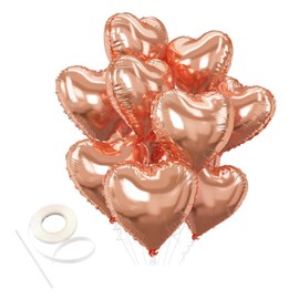 Happium Pack of 6 18 Inch Heart Foil Balloons Helium Heart Balloons Wedding Heart Decoration Rose Gold Heart Shape Helium Balloons Heart Balloons for Birthday, Valentine's Day, Wedding Party