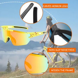 YQBFTC Fast Glasses Rave, Polarised Sports Glasses for Men and Women, Sports Sunglasses, Cycling Glasses, Windproof, Fast Glasses, Cyclist Glasses, UV400 Protection for Cycling, Skiing, Fishing