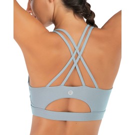 RUNNING GIRL RUNNING GIRL Sports Bras for Women,Strappy Back Workout Bras Padded Supportive Blue Sports Bra Plue Size(WX2354 Blue,L)