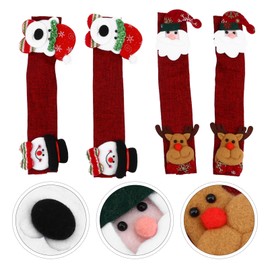 VICASKY 4pcs Christmas Refrigerator Handle Easy to Use Hook and Design Door Knob Gloves for Kitchen Appliances Protects Against Cold and Static