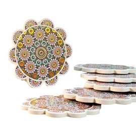 Moroccan Tile Coasters, Vibrant Mosaic Design, Set of 6 Coasters