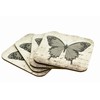 Modena Butterfly Design Set of 4 Square Cork Coaster