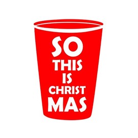 Diamond Graphics Christmas Cup (5-1/2" x 3-3/4") RED Die Cut Decal Bumper Sticker for Windows, Cars, Trucks, Laptops, Etc