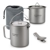 TOMSHOO Lightweight Titanium 3 Pieces Set Titanium 750ml Pot 350ml