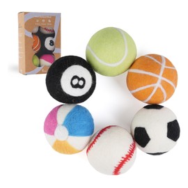 FUTURE FOOT Wool Dryer Balls XL Size 6 Pack - Fun Dryer Balls with Ball Patterns Cute Dryer Balls Laundry Reusable Anti Static Handmade New Zealand Wool Balls (Ball Patterns with Primitive Color)