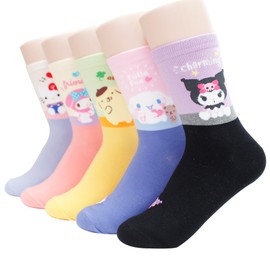 Socksense Hello K Character Series Women's Original Socks (Cotton Blend, Match_5pairs)