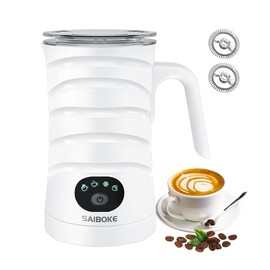 SAIBOKE Milk Frother, 4-in-1 Milk Frother and Steamer, 350ml/11.8oz Automatic Hot and Cold Foam Maker, Electric Milk Frother for Coffee, Latte, Cappuccino, Matcha, Hot Chocolate(White)