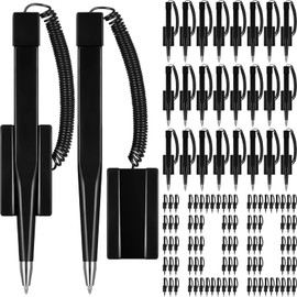 Teling 100 Pieces Secure Counter Pens with Chain Holder Desk Pens Reception Counter Pens for Home Workplace Office Bank