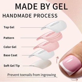 Maggidea Press on Nails for Toe, 240Pcs Fake Toenails French Tip Pink Color False Nail Kit Glossy Full Cover with Glue on Nails Nail Art Manicure for Girls Women Home DIY (Light Pink -120pcs)