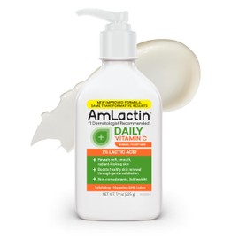 AmLactin Daily Vitamin C Lotion – Brightening Body Lotion for Dry Skin - No-Scrub Exfoliator and Moisturizer with 7% Lactic Acid AHA and Vitamin C, 7.9 oz (Packaging May Vary)​