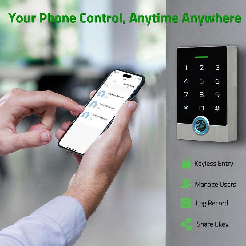 Wireless WiFi TUYA Access Control System, Fingerprint Password Stand-Alone Door