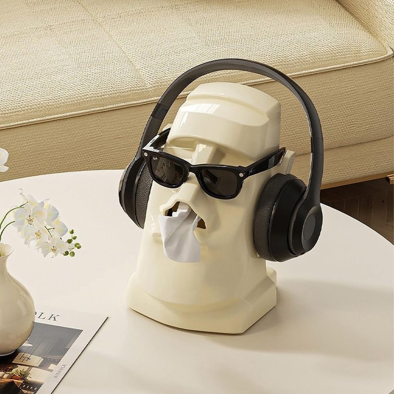 MapleFrost Moai Easter Island Statue Tissue Box Cover, Decorative Facial