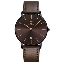 Watch, Mens Watch, Minimalist Fashion Simple Wrist Watch Analog Date with Leather Strap