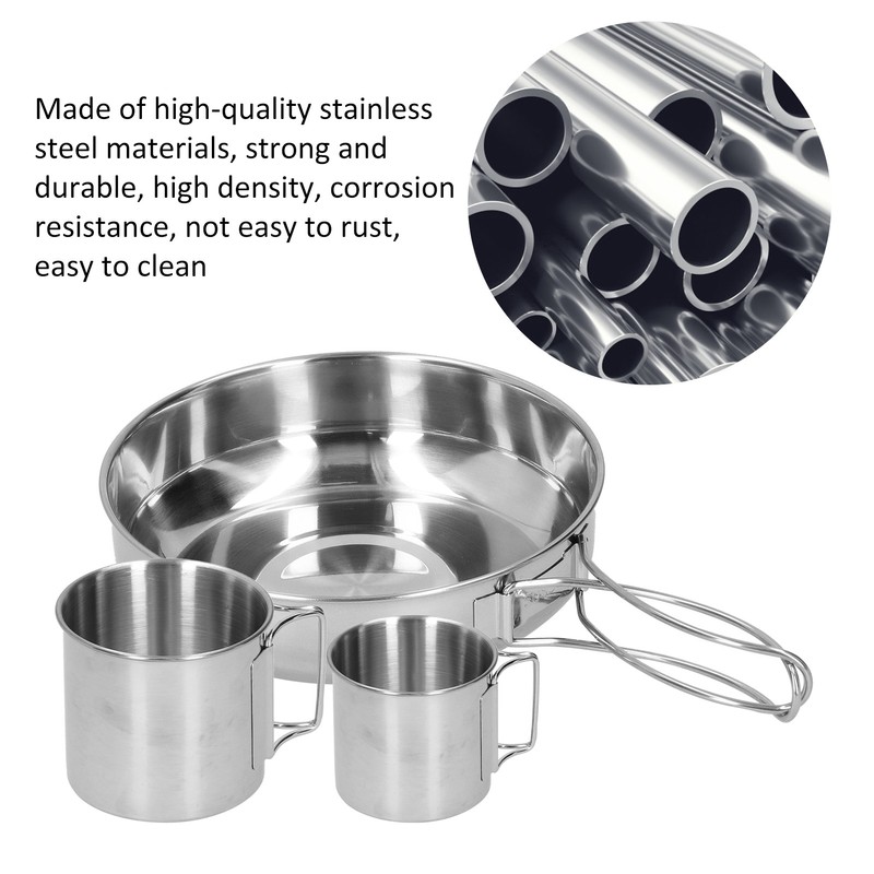 Outdoor Stainless Steel Cookware Set 5‑Piece Camping Portable Cooking Pots