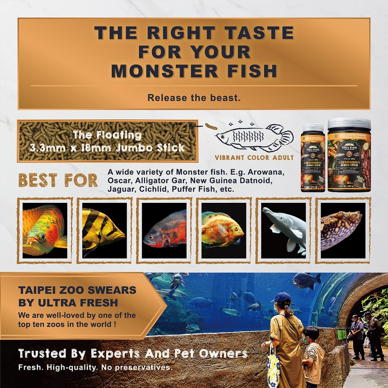 Ultra Fresh Monster Fish Food, Wild Sword Prawns, Floating Sticks