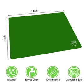 ZVP Plastic Cutting Board for Kitchen Set of 5, Flexible Cutting Mats with Food Icon, Gradient Color Chopping Boards, BPA Free, Non Slip, Dishwasher Safe, 15×12 IN,Green Multi-Color