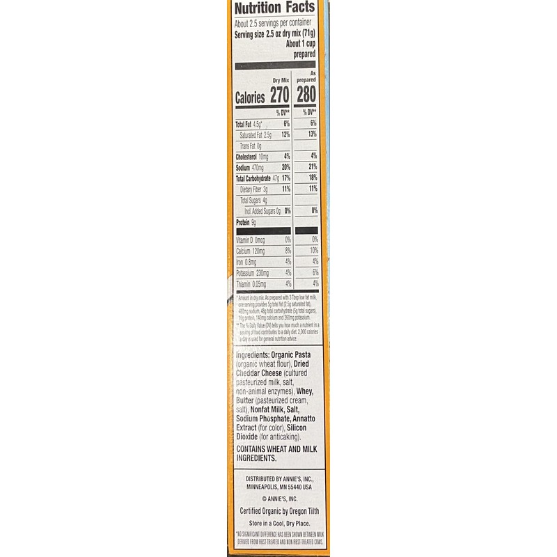 Annie's Macaroni & Cheese Shells Real Aged Cheddar With Organic