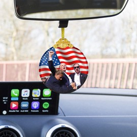 Trump 2024 Flag Car Auto Crystal Rearview Mirror Hanging Ornament for Car Mirror Charms Accessories 2.7 inch (Trump Flag)