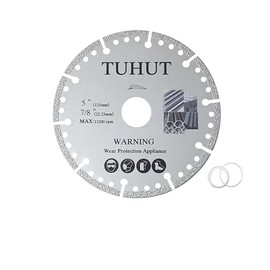 TUHUT 5" Damond Grit Brazing Shaped Cutting Head Diamond Saw Blade Super Thin Blade, Diamond Cutting Wheel Main Purpose for Steel Iron Stainless Also for Marble Granite Stone (1pack)