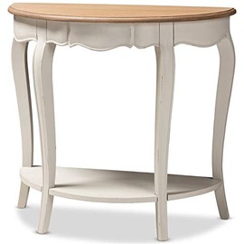 Baxton Studio Cordelia Console Table in White and Natural Brown
