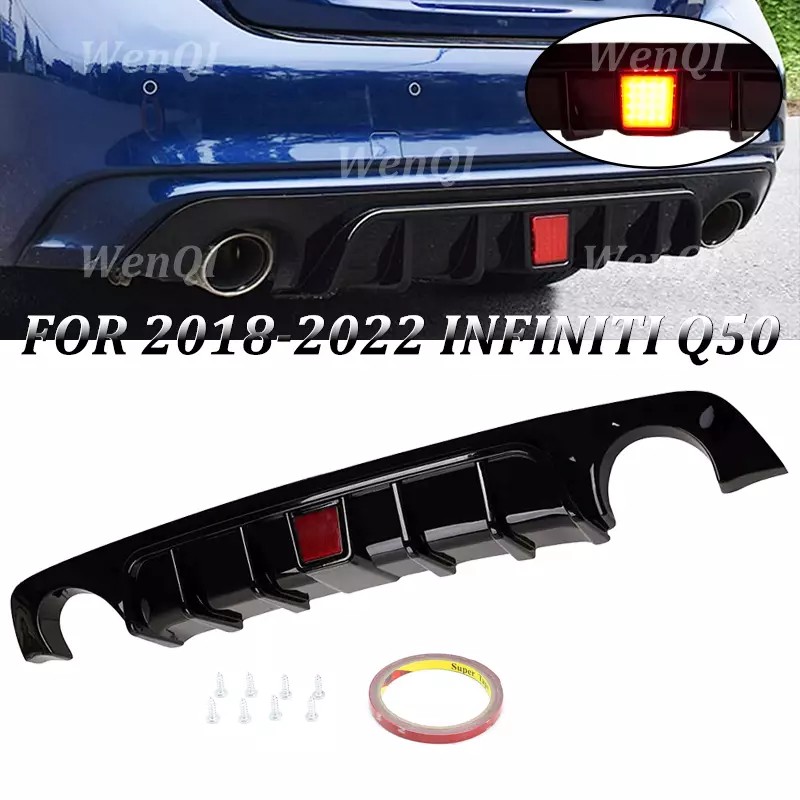 WenQi Rear Lower Diffuser Lip W/Light LED For Infiniti Q50