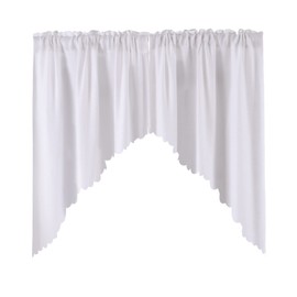 VORTTA White Burlap Look Swag Curtains Soft Half Window Rustic Natural Kitchen Curtains Valance and Swags 36 inch Length, 2 Panels