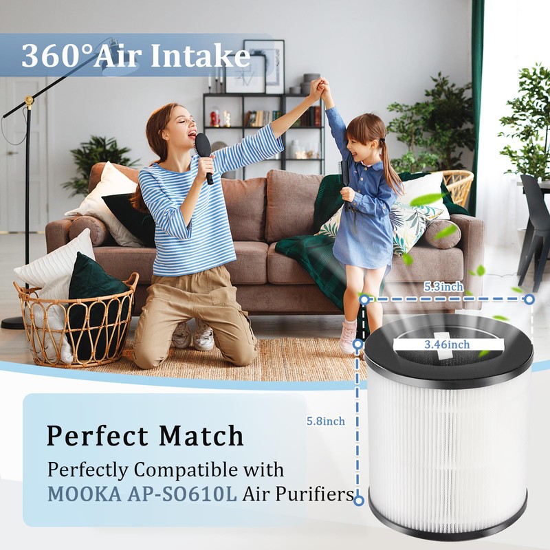 D09 Replacement Filters Compatible with Tailulu D09 Air Purifier Cleaner,3-in-1