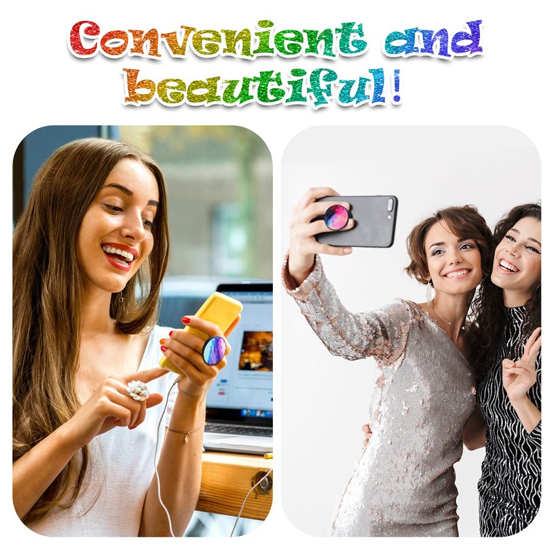 Honoson 9 Pieces Cell Phone Grip Holder Collapsible Holder Colorful