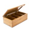 Relaxdays 10018875 Bamboo Tea Box 4 Compartments with Lid High-quality