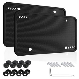 KITCHEN CHOICE Marco de Matrícula,2 Pack Porta Placas de Silicona para Auto,Antióxido,Antivibración,Resistente a la Intemperie,Universal Soportes para MatríCula con Accesorios de Montaje