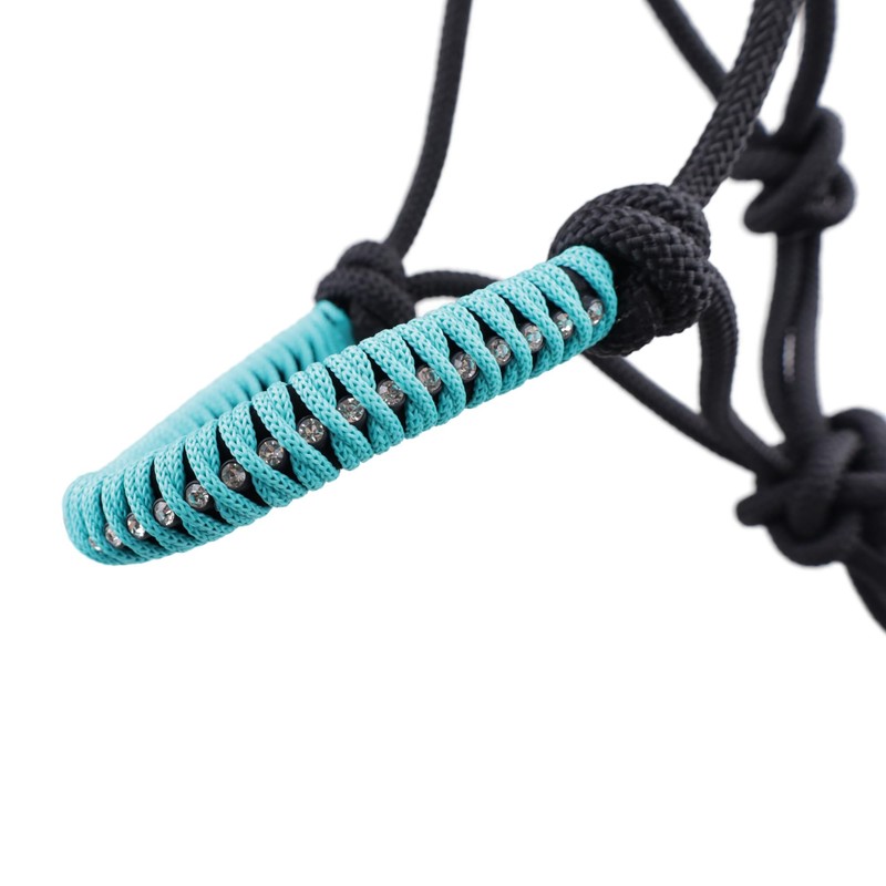 USG 15050024 Knot Headcollar Braided Noseband with Rhinestones Black Shetty/Pony