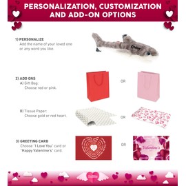 DolliBu I Love You Plush Blacktip Reef Shark- Cute Stuffed Animal with Heart and with Name Personalization for Valentines, Anniversary, Romantic Date, Gift - 16.5 Inches