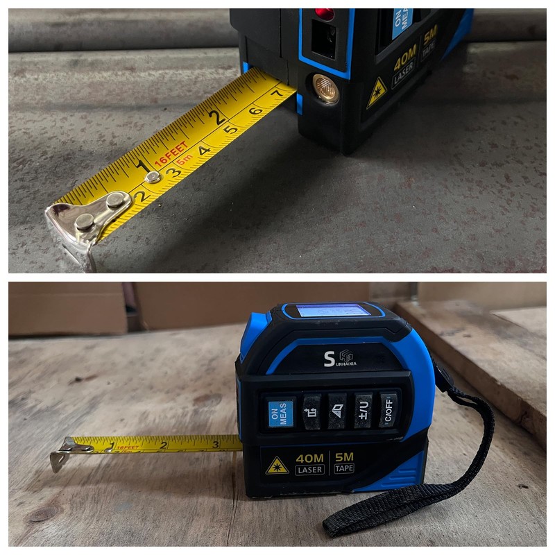 4-in-1 Laser Tape Measure with Laser Level Crosshairs |130ft/40m Laser