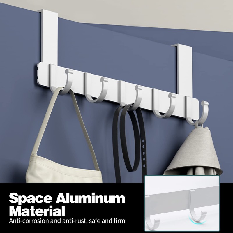 LFSEMINI 1/2/4 Pack Over Door Hook Hanger, Black/White, Long/Short, Heavy-Duty