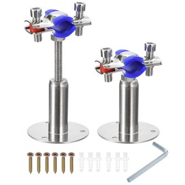 sourcing map 2Pcs Stainless Steel Pipe Supports Wall Mount Ceiling Mount Pipe Bracket Adjustable Clamp Pipe Strap Fit for Dia 15-19mm Pipe Tube