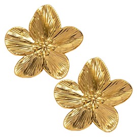 Flower Earrings, Gold Flower Earrings, Chunky Trendy Sterling Silver Large Hoop Earrings, for Women and Girls