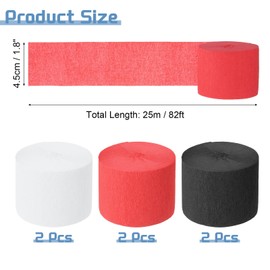 sourcing map 6 Roll 492 ft Crepe Paper Streamers, Wedding Decoration Streamers Party Decoration for Wedding Valentine's Day Festival Backdrop, Red,White,Black