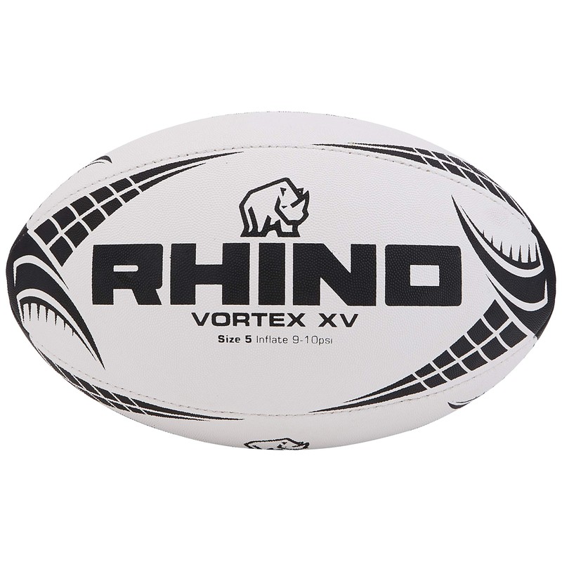 Rhino Unisex Vortex XV Rugby Ball, White, Size 5