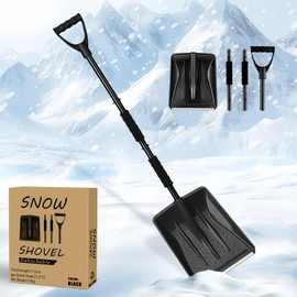 Snow Shovel, 2025 New Upgrade Snow Shovels, Lightweight and Detachable Shovels for Driveway, Portable Shovel for Cars, Home, Garden, Mud and Snowman, Snow Removal(Black)