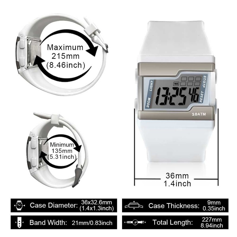 Digital Swim Diving Watch 10 ATM Water Resistant Multi-Function Lap