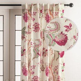 Maison d'Hermine Curtains for Living Room 100% Cotton 124 inch Length One Panel Light Filtering Curtains for Bedroom Windows with Rod and Loop Pockets Drapes (Chantilly, 50" W x 124" L)