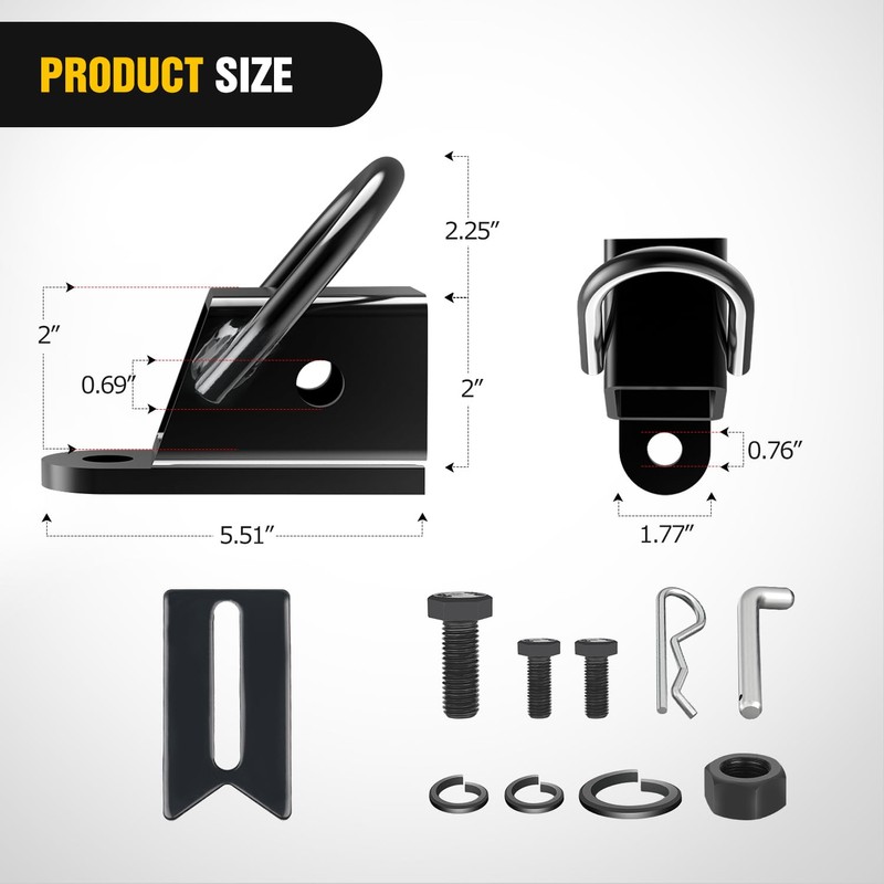 Nilight 2 Inch Rear Trailer Hitch Receiver Kit for ATV