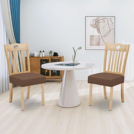 Easy-Going - Juego de 2 fundas de asiento 100% impermeables para sillas de comedor, fundas elásticas para asientos de silla, fundas protectoras extraíbles y lavables, color café