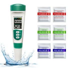 Cuteefun pH Value Meter, 5-in-1 Water Tester with VA Backlight, pH / TDS/EC / Salinity / Temp Meter with ATC, 0.01 Resolution, High Accuracy pH Tester, for Drinking Water, Aquarium, Pool, Spa