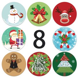 500Pcs Merry Christmas Stickers Labels Roll 1.5 Inch 8 Designs Round Christmas Tags, 2024 New Adhesive Xmas Decorative Holiday Christmas Envelope Seals Stickers for Cards Gift Envelopes Boxes (1.5 In)
