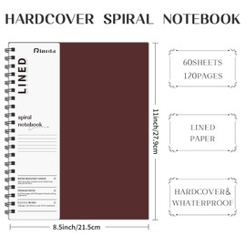 Rinrda Lined Notebook Spiral Notebook 8.5" x 11"-4 Pack Large Journal Hardcover Notebook 7mm College Ruled Notebook 120 Pages 100 GSM Thick Hardcover Journal for School (LINED, Mult-color)