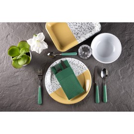 Green Dinner Napkins Cloth Like with Built-in Flatware Pocket, Linen-Feel Absorbent Disposable Paper Hand Napkins for Kitchen, Bathroom, Parties, Weddings, Dinners or Events, 1/8 Fold, Pack of 50