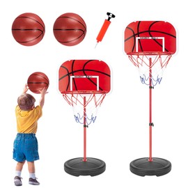 JurciCat Basketball Hoop Children's Basketball Hoop Outdoor with 2 Basketballs and 1 Pump Height-Adjustable Basketball Basket for Children from 3 Years for Indoor and Outdoor Basketball Hoops