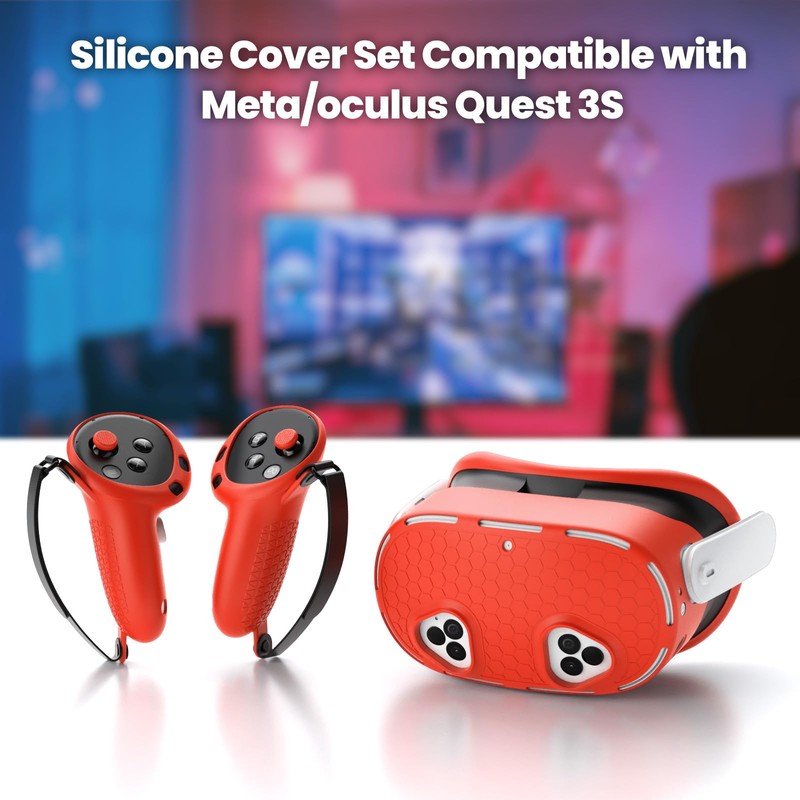 Silicone Cover Set Compatible with Meta/Oculus Quest 3s Accessories, VR