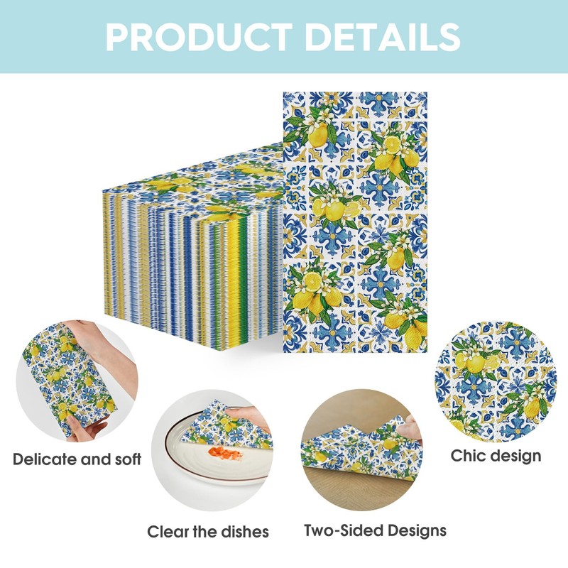 50 Spring Summer Disposable Paper Decorative Guest Napkins, South Italy